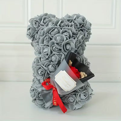 Grey Rose Teddy Bear