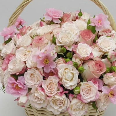 Sweetheart Pink Mini Rose Basket