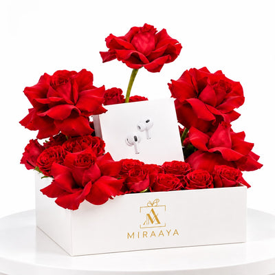 AirPods Pro 3 & Red Roses Luxury Gift Box