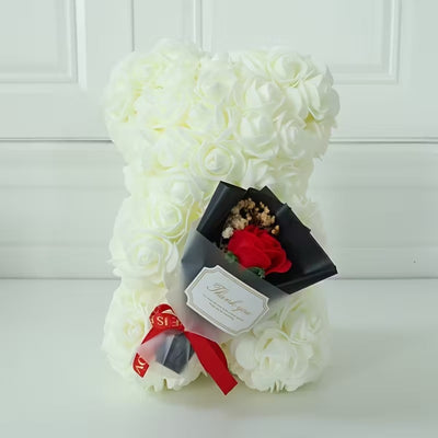 Milk White Rose Teddy Bear