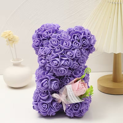 Purple Rose Teddy Bear