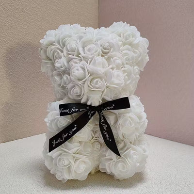 Pure White Rose Teddy Bear