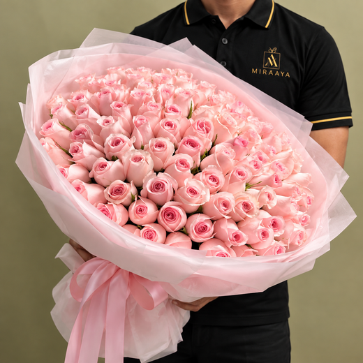 Blush Pink Rose Bouquet - Grand Hand-Tied