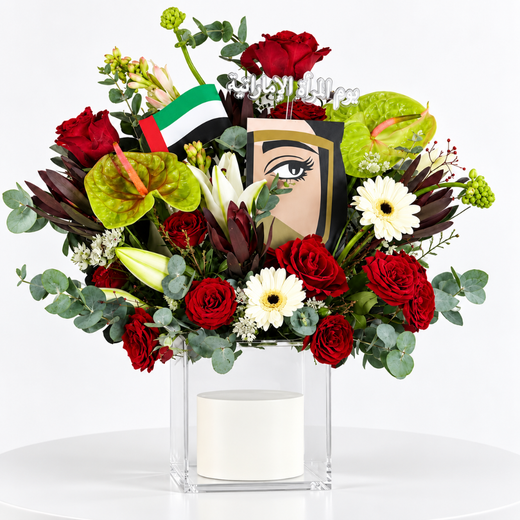 Emirati Women's Day Arrangement - Red, White and Green