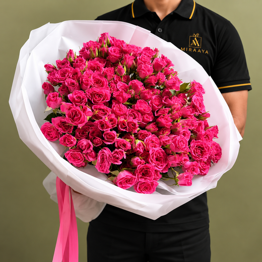 Hot Pink Spray Rose Bouquet - Grand Hand-Tied