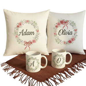 Personalized Couple Pillow and Mug set