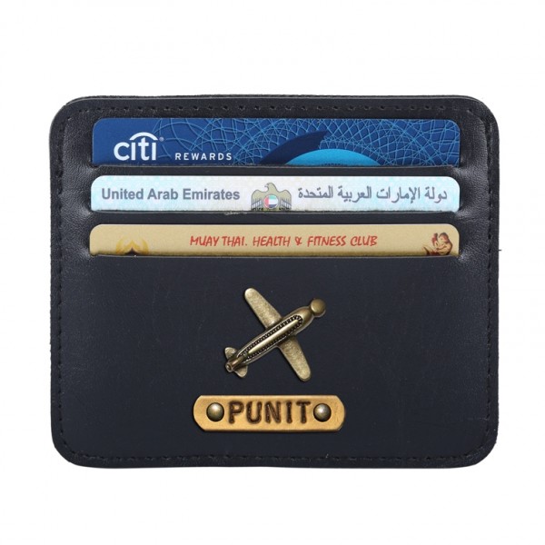 Personalized Classic Card Holder - Carbon Black