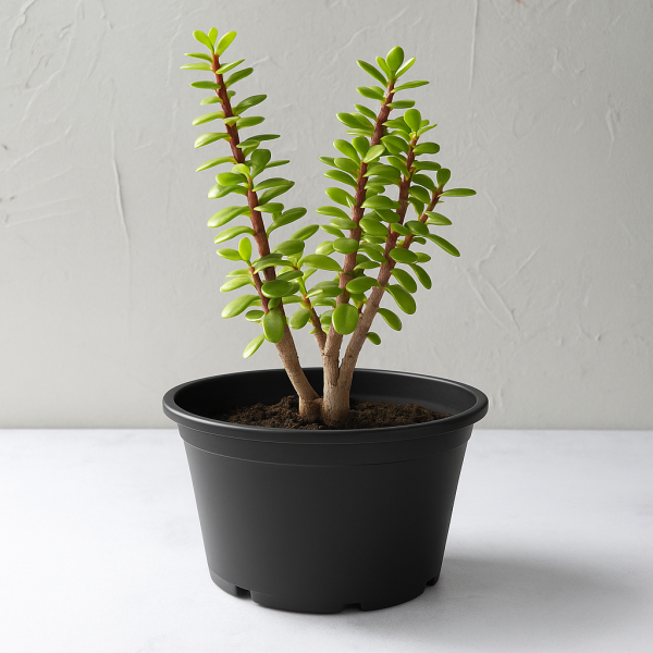 Jade Plant in Black Pot