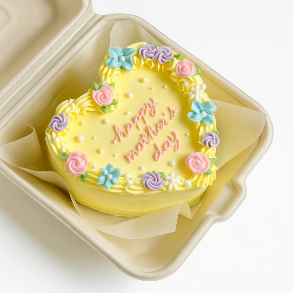 Heart-Shaped Mango Mother’s Day Bento Cake