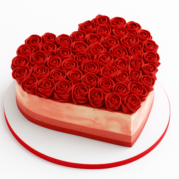 Valentine Day Rose Heart Cake