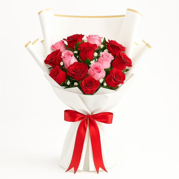 Sweetheart Symphony – Red & Pink Rose Bouquet