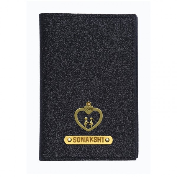Personalized Passport Cover - Glitter Black
