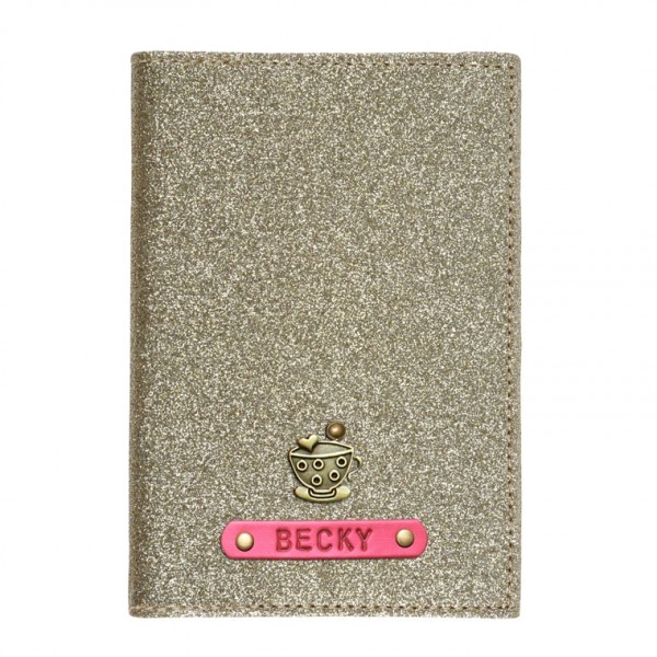 Personalized Passport Cover - Glitter Gold