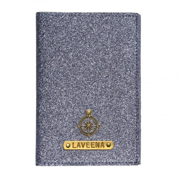 Personalized Passport Cover - Glitter Gray