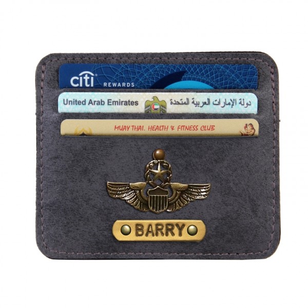 Personalized Classic Card Holder - Grey