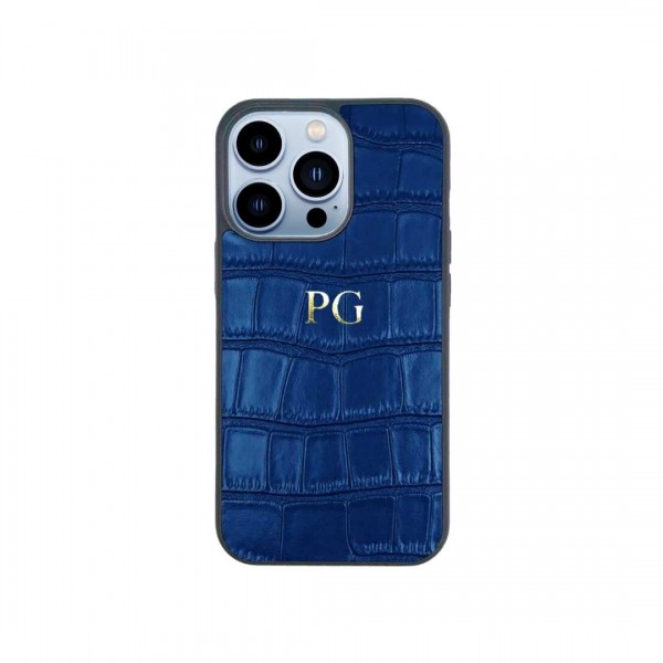 Personalised Croc Leather iPhone Cover - Blue