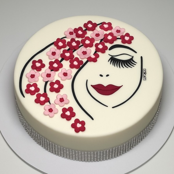 Lady Face Silhouette Cake – Elegant Art-Inspired Celebration