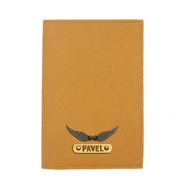 Personalized Passport Cover - Mustard