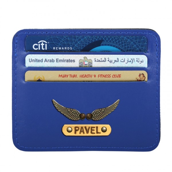 Personalized Classic Card Holder - Navy Blue