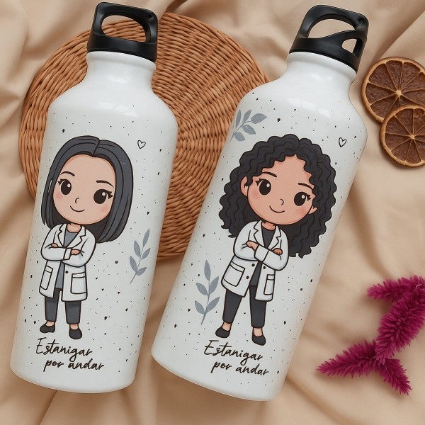 Personalized Cartoon Character White Sports Bottle Set