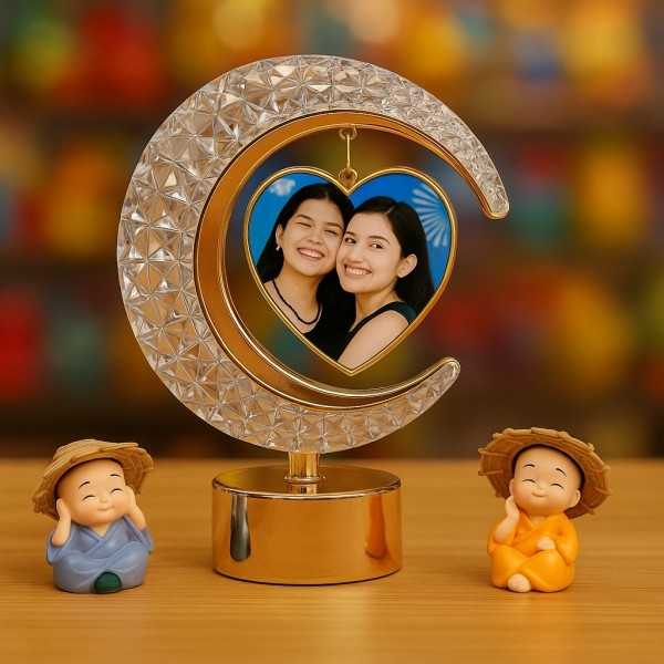 Personalized Crescent Moon Heart Photo Frame