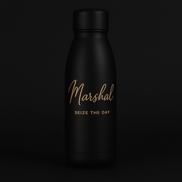 Personalized Matte Black Bottle with Motivational Quote