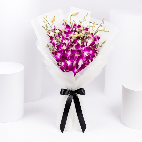Royal Aura – Purple Orchid Bouquet