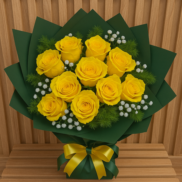 Sunshine Bliss – Yellow Rose Bouquet