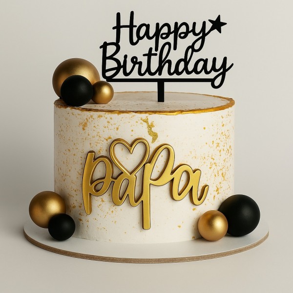 Happy Birthday Papa Cake with Golden Balls
