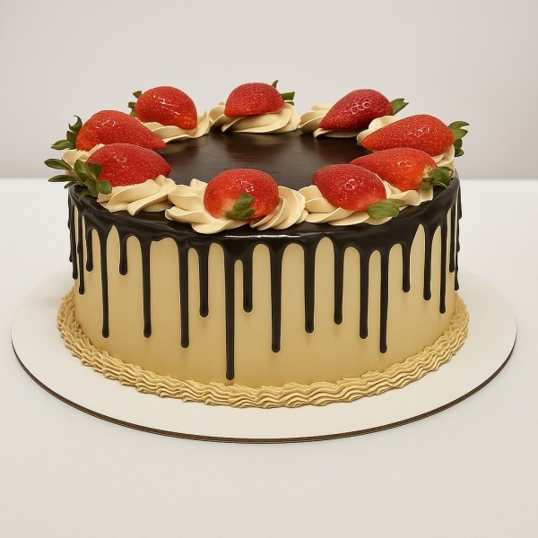 Chocolate Drip Cake with Strawberry