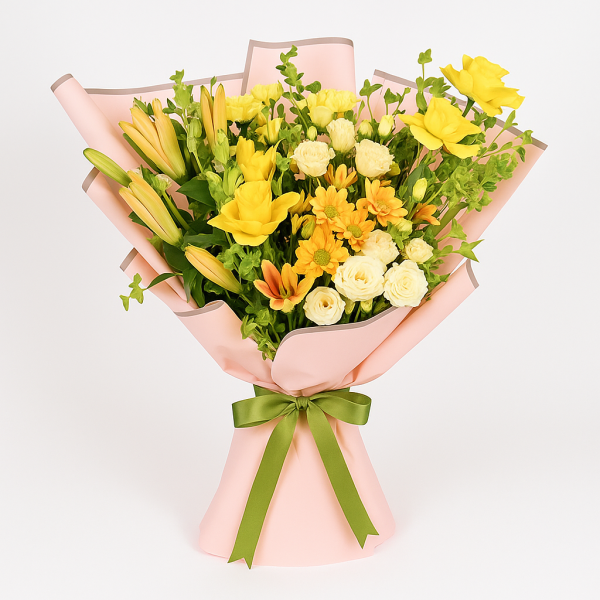  Golden Delight – Mixed Yellow Bloom Bouquet