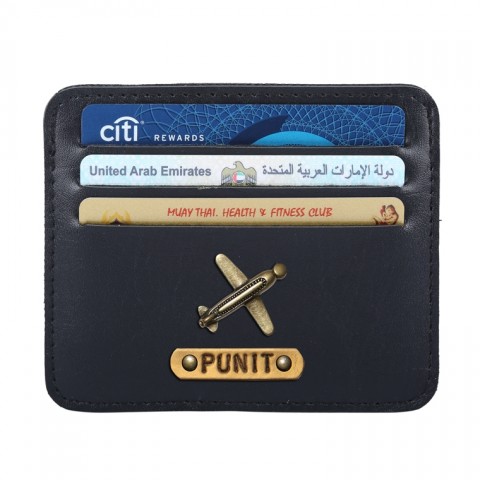 Personalized Classic Card Holder - Carbon Black