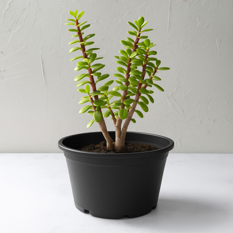 Jade Plant in Black Pot