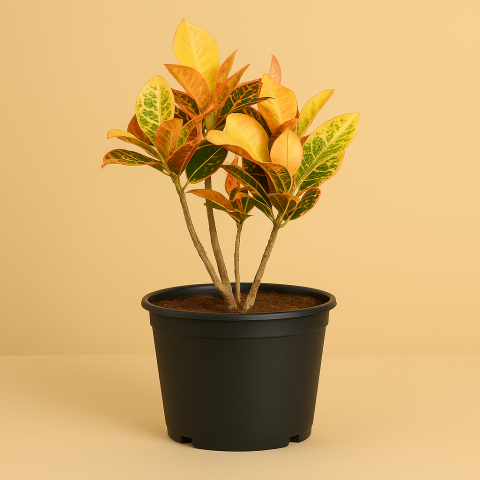 Croton Plant Beauty in Black Pot