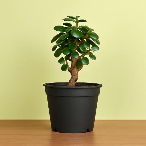 Aralia Fabian Lucky Plant in Black Pot