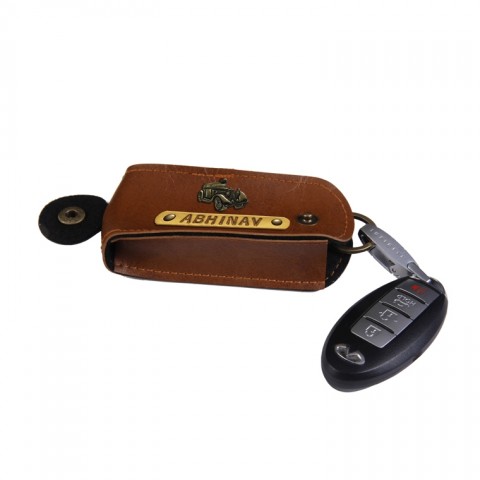 Personalized Car Keychain - Chocolate Brown