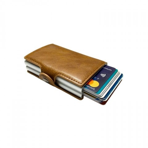 Personalized Double RFID Mens Wallet - Chocolate Brown