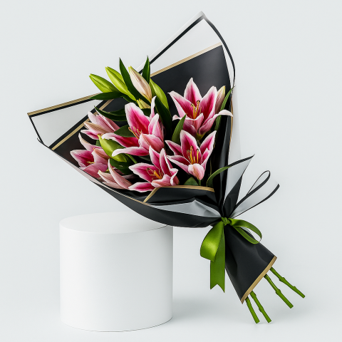 Celestial Pink – Stargazer Lily Bouquet