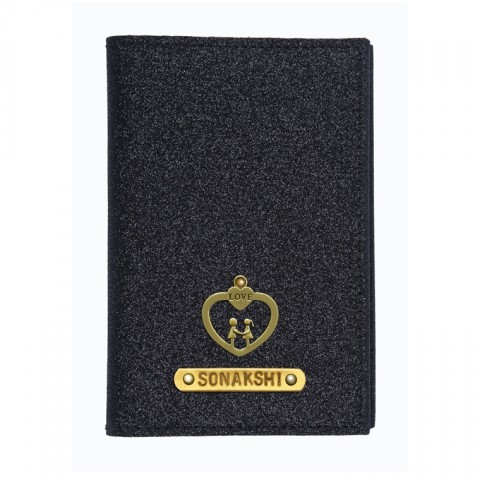 Personalized Passport Cover - Glitter Black