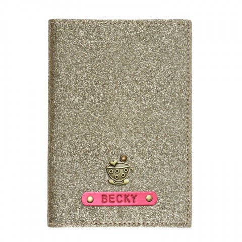 Personalized Passport Cover - Glitter Gold
