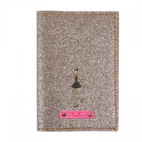 Personalized Passport Cover - Glitter Rose Gold