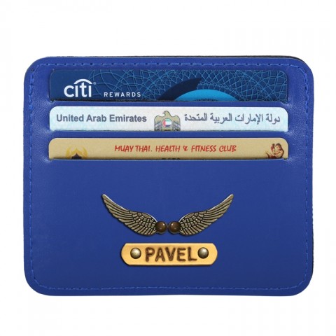 Personalized Classic Card Holder - Navy Blue
