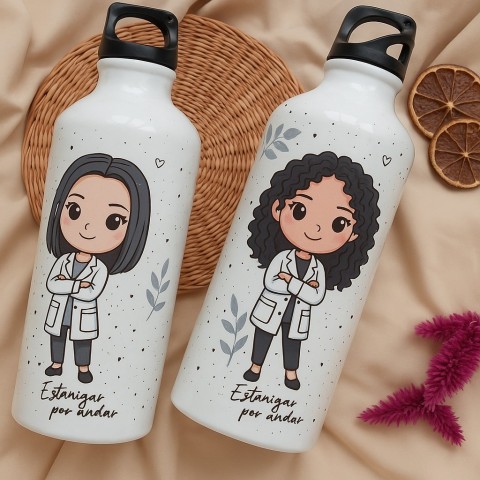 Personalized Cartoon Character White Sports Bottle Set