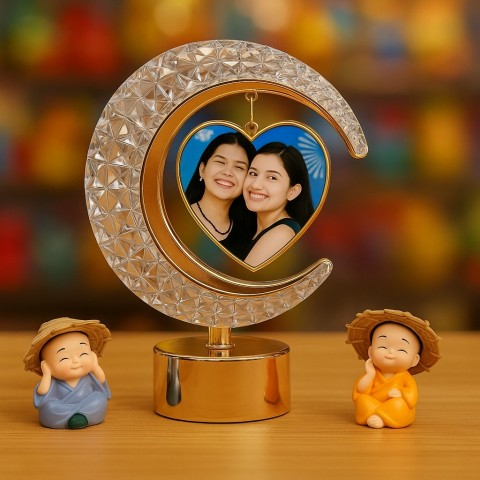 Personalized Crescent Moon Heart Photo Frame