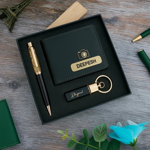 Personalized Executive Wallet, Pen & Keychain Gift Set