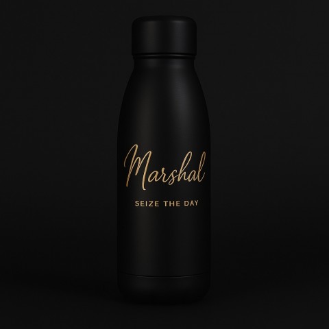 Personalized Matte Black Bottle with Motivational Quote