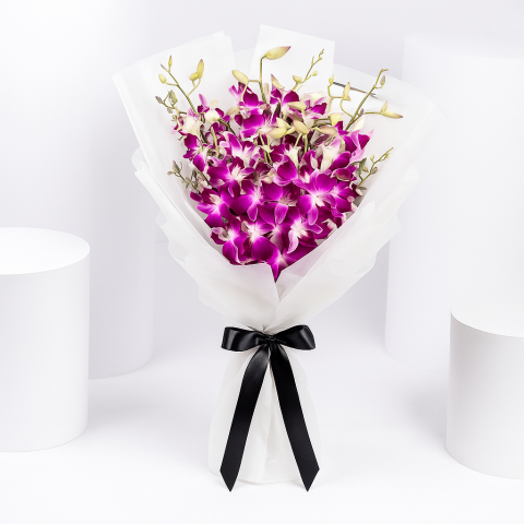 Royal Aura – Purple Orchid Bouquet