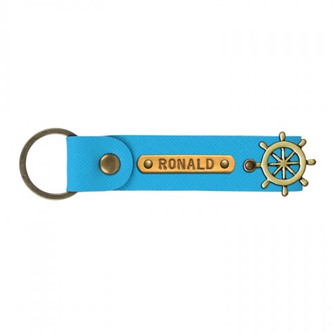 Personalized Leather Keychain - Tiffany Blue