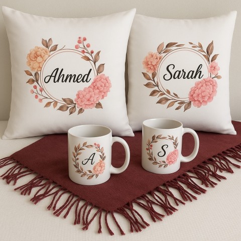 Personalized Couple Pillow and Mug set