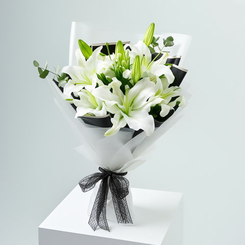 Serene Grace – White Lily Bouquet